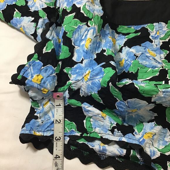 UNIQUE VINTAGE SZ XL 14 blue retro floral scalloped high waist shorts NWT B88 - Picture 5 of 7